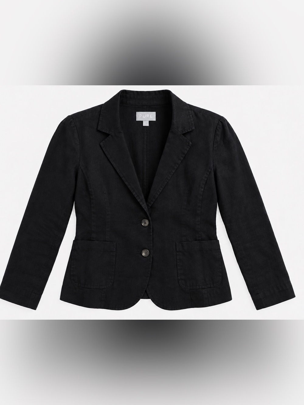 Pure Collection 100% Linen Black Blazer Jacket sz 8 Tailored Career Classic
